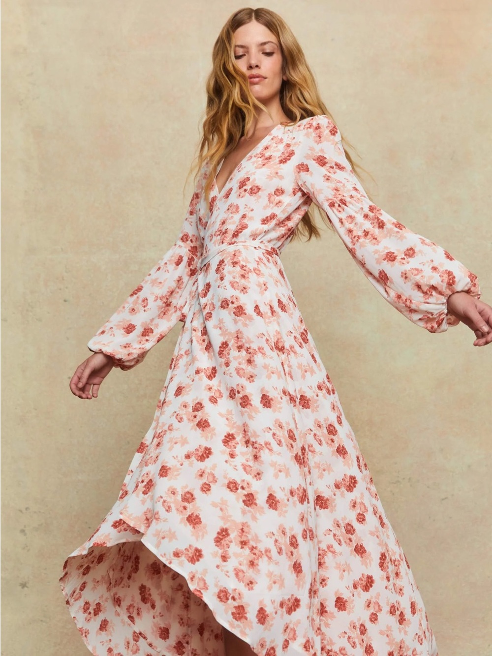 Christy Dawn The Bergen Dress Sienna Bloom Size Large Wrap Maxi Pink Floral